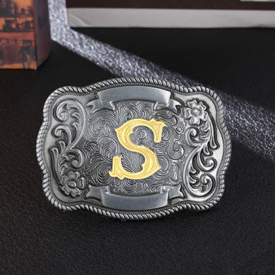 Men's DIY Retro Initial Letter Square Buckle Leather Belt - S - Without Belt - image 21