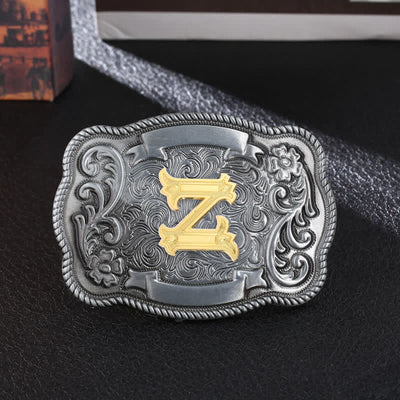 Men's DIY Retro Initial Letter Square Buckle Leather Belt - Z - Without Belt - image 28
