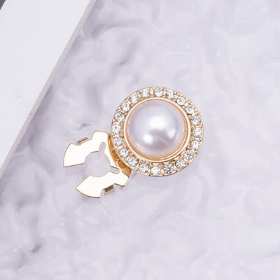 1 Pair Shiny Pearl Rhinestone Snap-On Button Covers