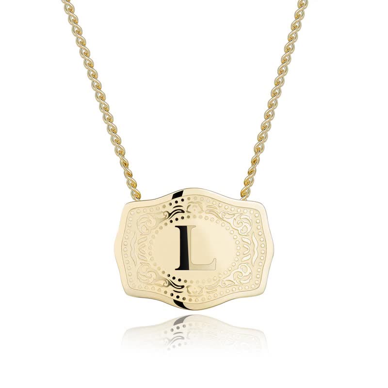 FREE Today：Gold & Silver Mini Embossed Initial Letter Necklace - Golden - L - image 13