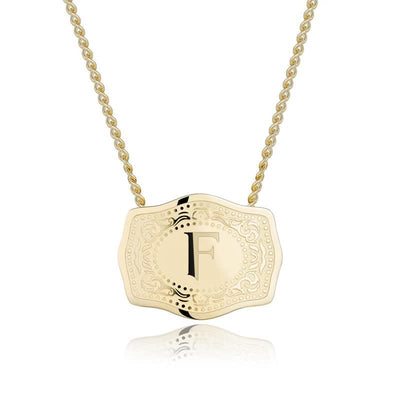 FREE Today：Gold & Silver Mini Embossed Initial Letter Necklace - Golden - F - image 7