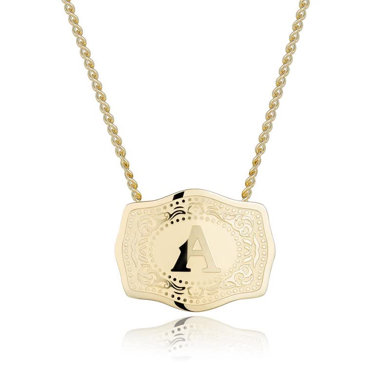 FREE Today：Gold & Silver Mini Embossed Initial Letter Necklace - Golden - A - image 0