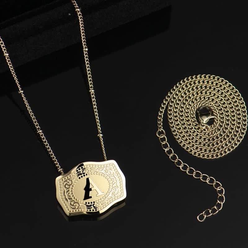 FREE Today：Gold & Silver Mini Embossed Initial Letter Necklace - image 2