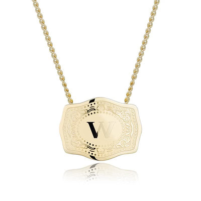 FREE Today：Gold & Silver Mini Embossed Initial Letter Necklace - Golden - W - image 24