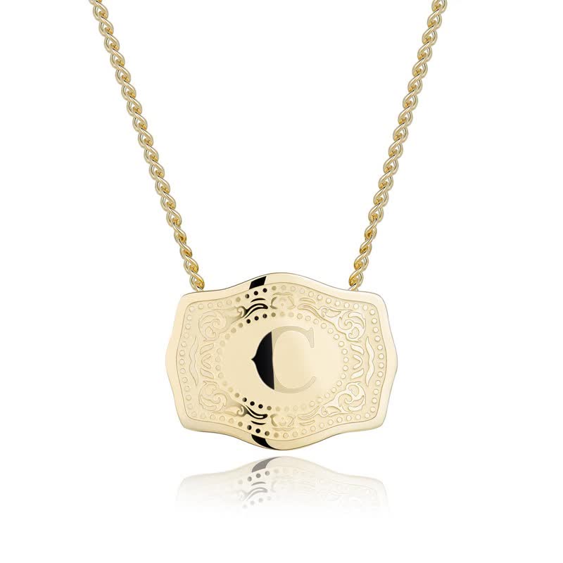 FREE Today：Gold & Silver Mini Embossed Initial Letter Necklace - Golden - C - image 4