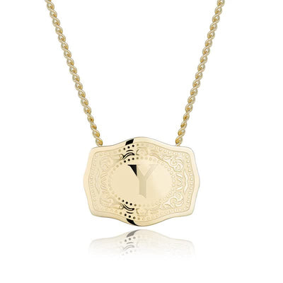 FREE Today：Gold & Silver Mini Embossed Initial Letter Necklace - Golden - Y - image 26