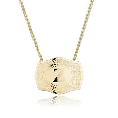 FREE Today：Gold & Silver Mini Embossed Initial Letter Necklace - Golden - Z - image 27