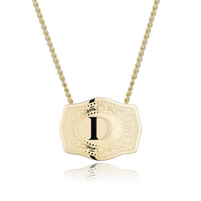 FREE Today：Gold & Silver Mini Embossed Initial Letter Necklace - Golden - D - image 5