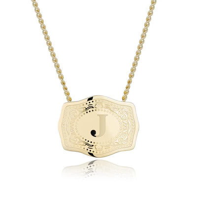 FREE Today：Gold & Silver Mini Embossed Initial Letter Necklace - Golden - J - image 11