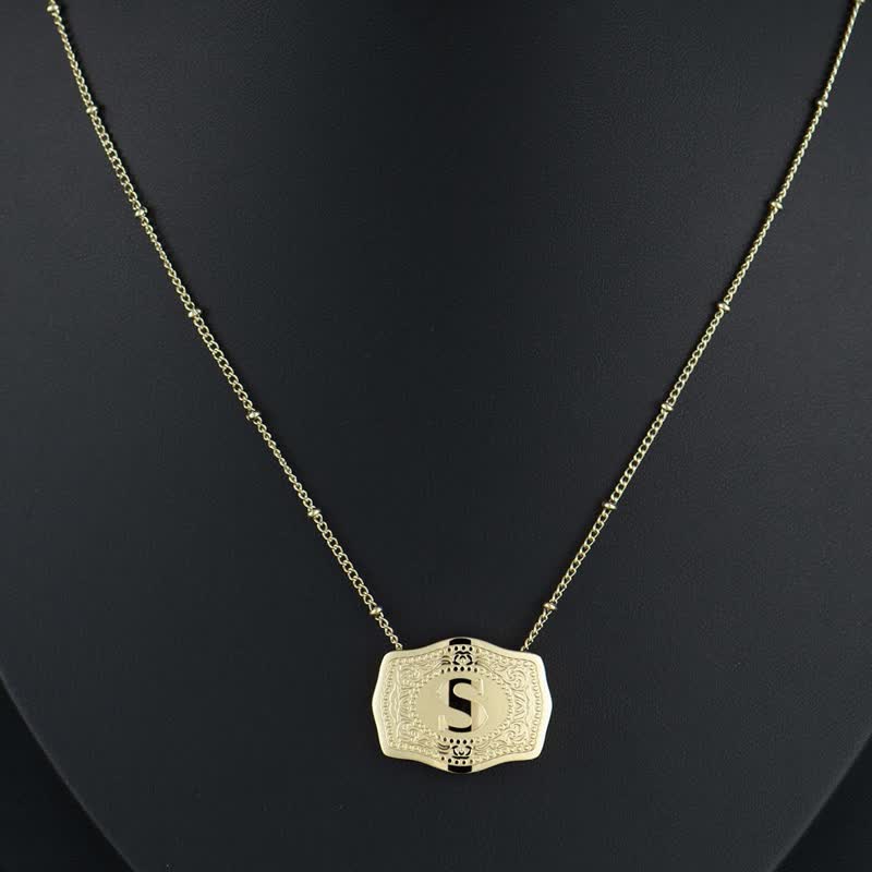 FREE Today：Gold & Silver Mini Embossed Initial Letter Necklace - image 1