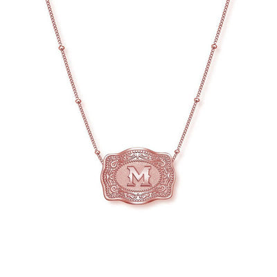 Rose Gold Mini Embossed Initial Letter Necklace