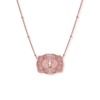 Rose Gold Mini Embossed Initial Letter Necklace