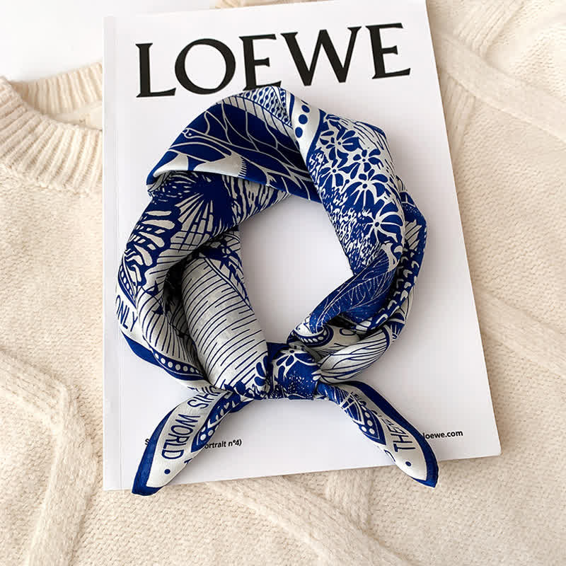 Men's Tropical Rainforest Print Mulberry Silk Square Cravat