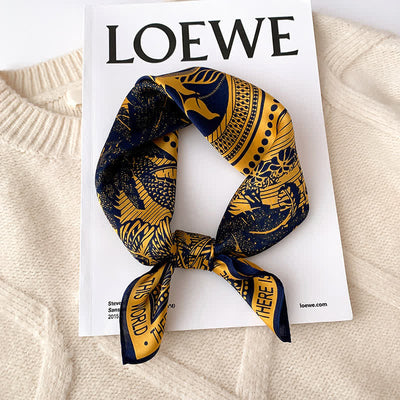 Men's Tropical Rainforest Print Mulberry Silk Square Cravat