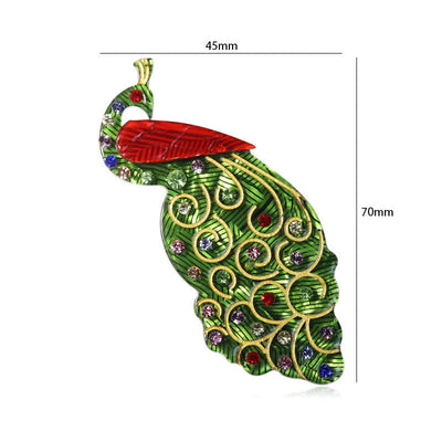 Green Peacock Bird Handmade Acrylic Brooch