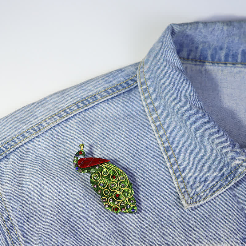 Green Peacock Bird Handmade Acrylic Brooch