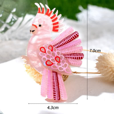 Pink Parrot Bird Handmade Acrylic Brooch