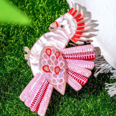 Pink Parrot Bird Handmade Acrylic Brooch