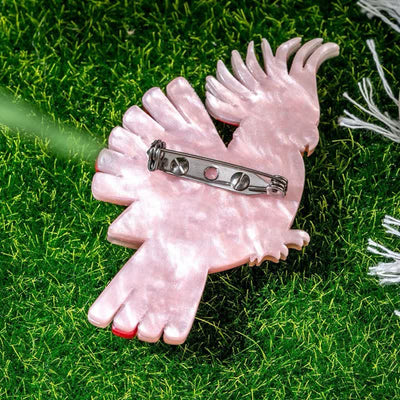 Pink Parrot Bird Handmade Acrylic Brooch