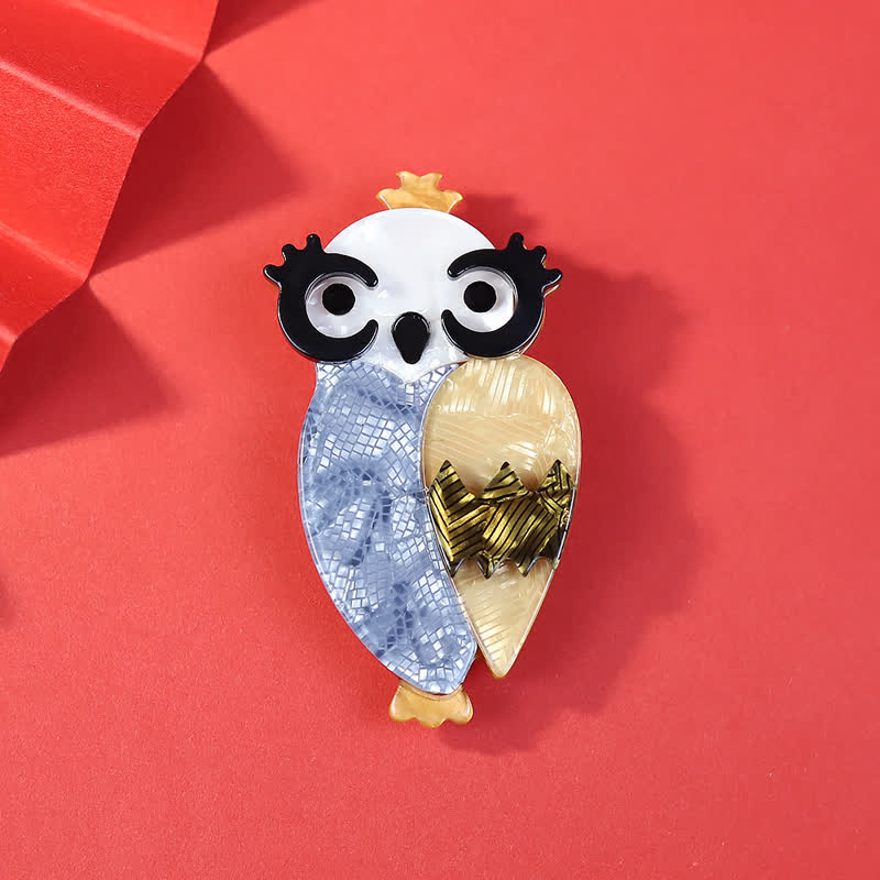 Cute Blue Owl Bird Handmade Acrylic Brooch