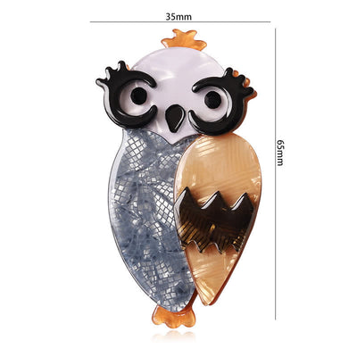 Cute Blue Owl Bird Handmade Acrylic Brooch