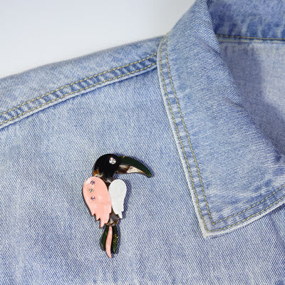 Cartoon Woodpecker Bird Handmade Acrylic Brooch