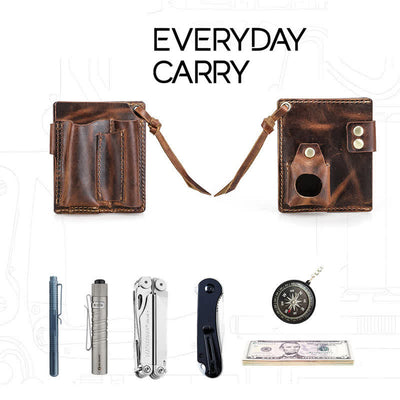 Custom Name EDC Wallet Pocket Organizer Leather Belt Bag
