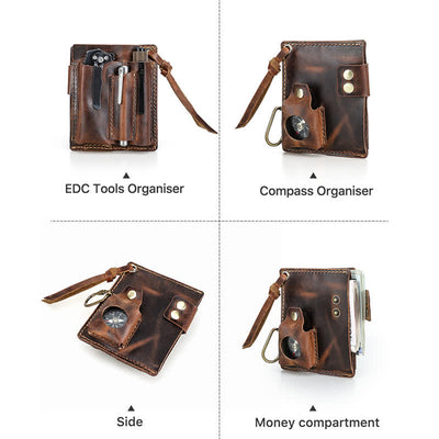 Custom Name EDC Wallet Pocket Organizer Leather Belt Bag