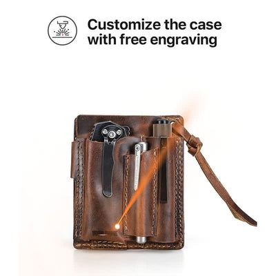 Custom Name EDC Wallet Pocket Organizer Leather Belt Bag