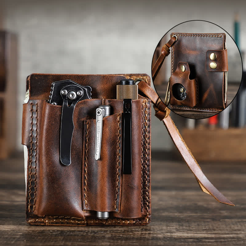 Custom Name EDC Wallet Pocket Organizer Leather Belt Bag
