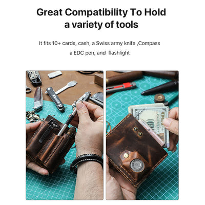 Custom Name EDC Wallet Pocket Organizer Leather Belt Bag