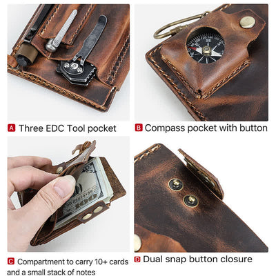 Custom Name EDC Wallet Pocket Organizer Leather Belt Bag