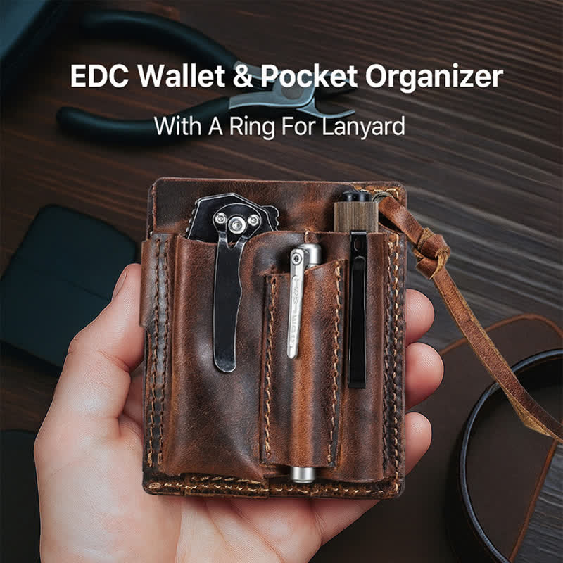 Custom Name EDC Wallet Pocket Organizer Leather Belt Bag