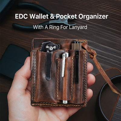 Custom Name EDC Wallet Pocket Organizer Leather Belt Bag