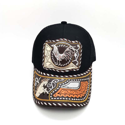 Black 3d Metal Pattern Western Ethnic Fashion Mexican Truck Hat (Pre-Sale)