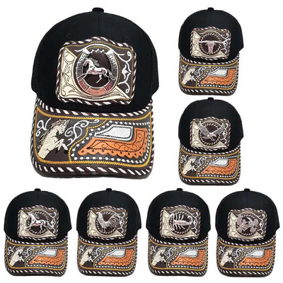 Black 3d Metal Pattern Western Ethnic Fashion Mexican Truck Hat (Pre-Sale)