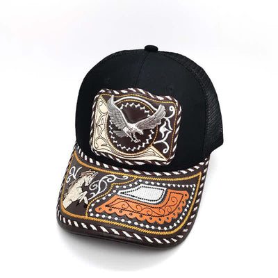 Black 3d Metal Pattern Western Ethnic Fashion Mexican Truck Hat (Pre-Sale)