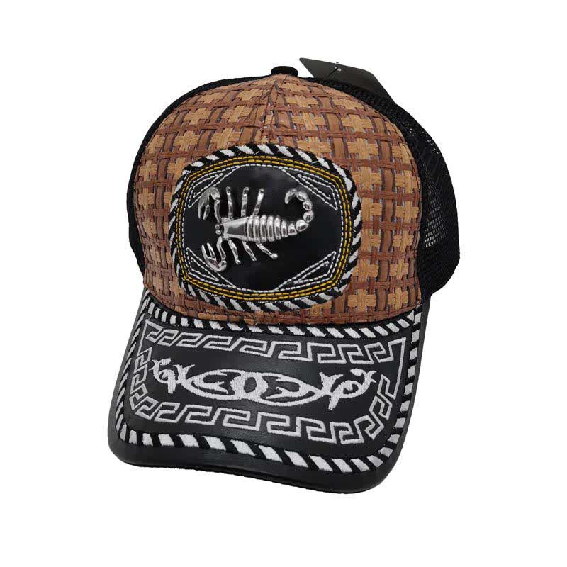 Brown Weave 3d Metal Pattern Mexican Ethnic Mesh Truck Hat (Pre-Sale)