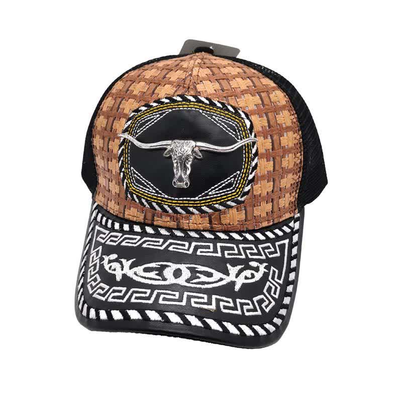 Brown Weave 3d Metal Pattern Mexican Ethnic Mesh Truck Hat (Pre-Sale)