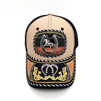 Beige Embroidery 3d Metal Decor Mexican Ethnic Mesh Truck Hat (Pre-Sale)