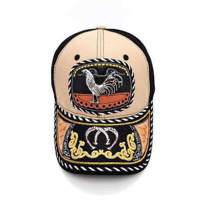 Beige Embroidery 3d Metal Decor Mexican Ethnic Mesh Truck Hat (Pre-Sale)