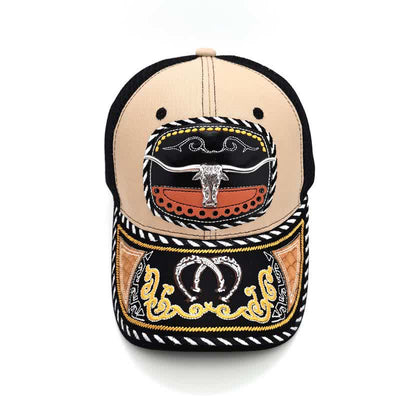 Beige Embroidery 3d Metal Decor Mexican Ethnic Mesh Truck Hat (Pre-Sale)