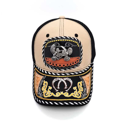 Beige Embroidery 3d Metal Decor Mexican Ethnic Mesh Truck Hat (Pre-Sale)