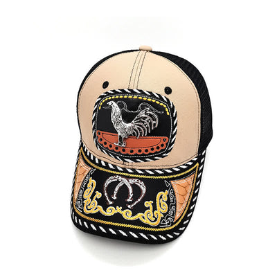 Beige Embroidery 3d Metal Decor Mexican Ethnic Mesh Truck Hat (Pre-Sale)