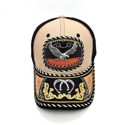Beige Embroidery 3d Metal Decor Mexican Ethnic Mesh Truck Hat (Pre-Sale)