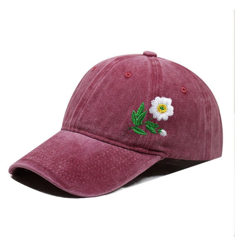 Summer Embroidered Daisy Floral Adjustable Baseball Cap