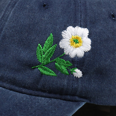 Summer Embroidered Daisy Floral Adjustable Baseball Cap