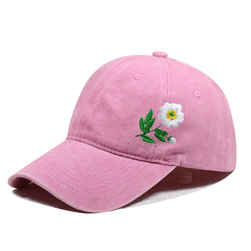 Summer Embroidered Daisy Floral Adjustable Baseball Cap