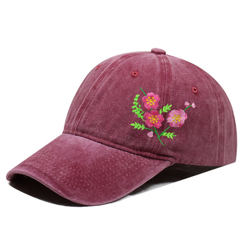 Summer Embroidered Daisy Floral Adjustable Baseball Cap