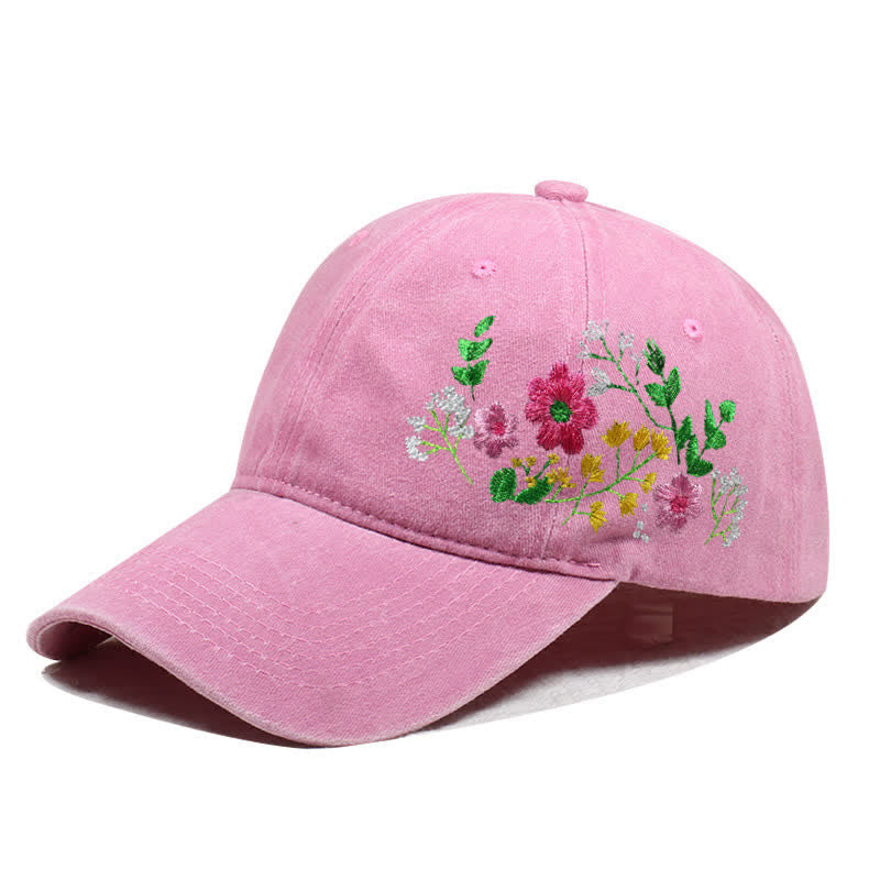 Summer Embroidered Daisy Floral Adjustable Baseball Cap